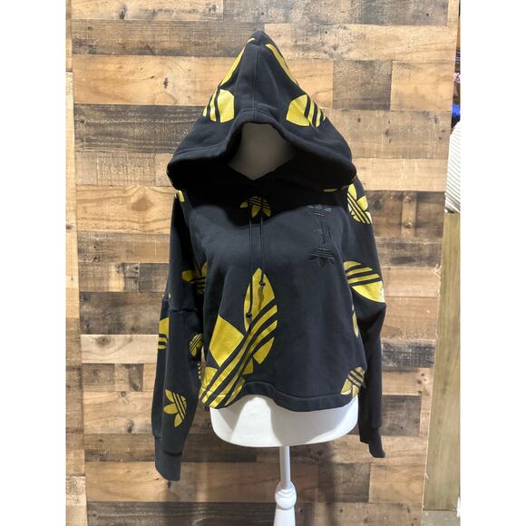 Adidas Women’s Small Crop Hoodie – Large Gold Logo - Picture 9 of 10